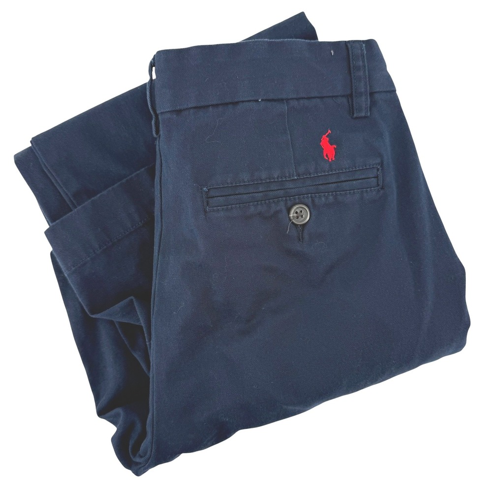 Polo Ralph Lauren Kids Navy Blue Chino Pants Sz 16 Cotton Twill Trousers Preppy